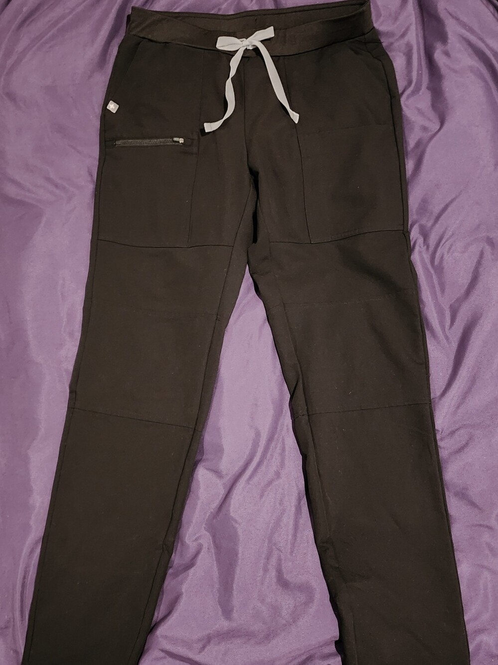 Woman's Yona Straight Leg Black Drawstring Scrub Pants
